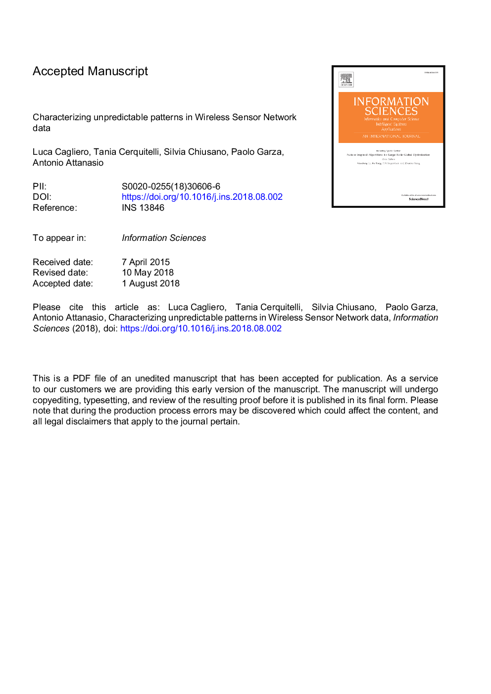 Characterizing unpredictable patterns in Wireless Sensor Network data