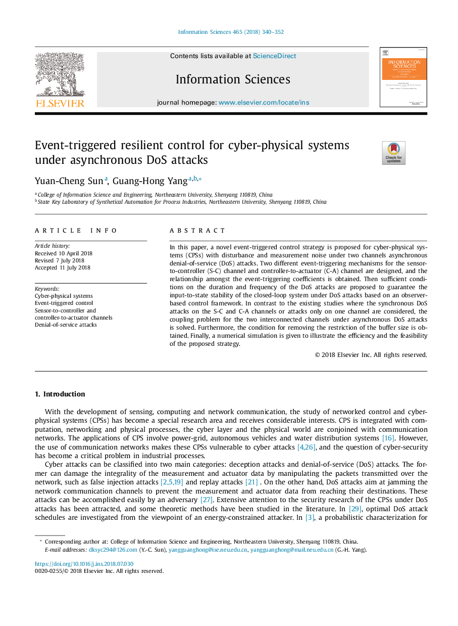 Event-triggered resilient control for cyber-physical systems under asynchronous DoS attacks