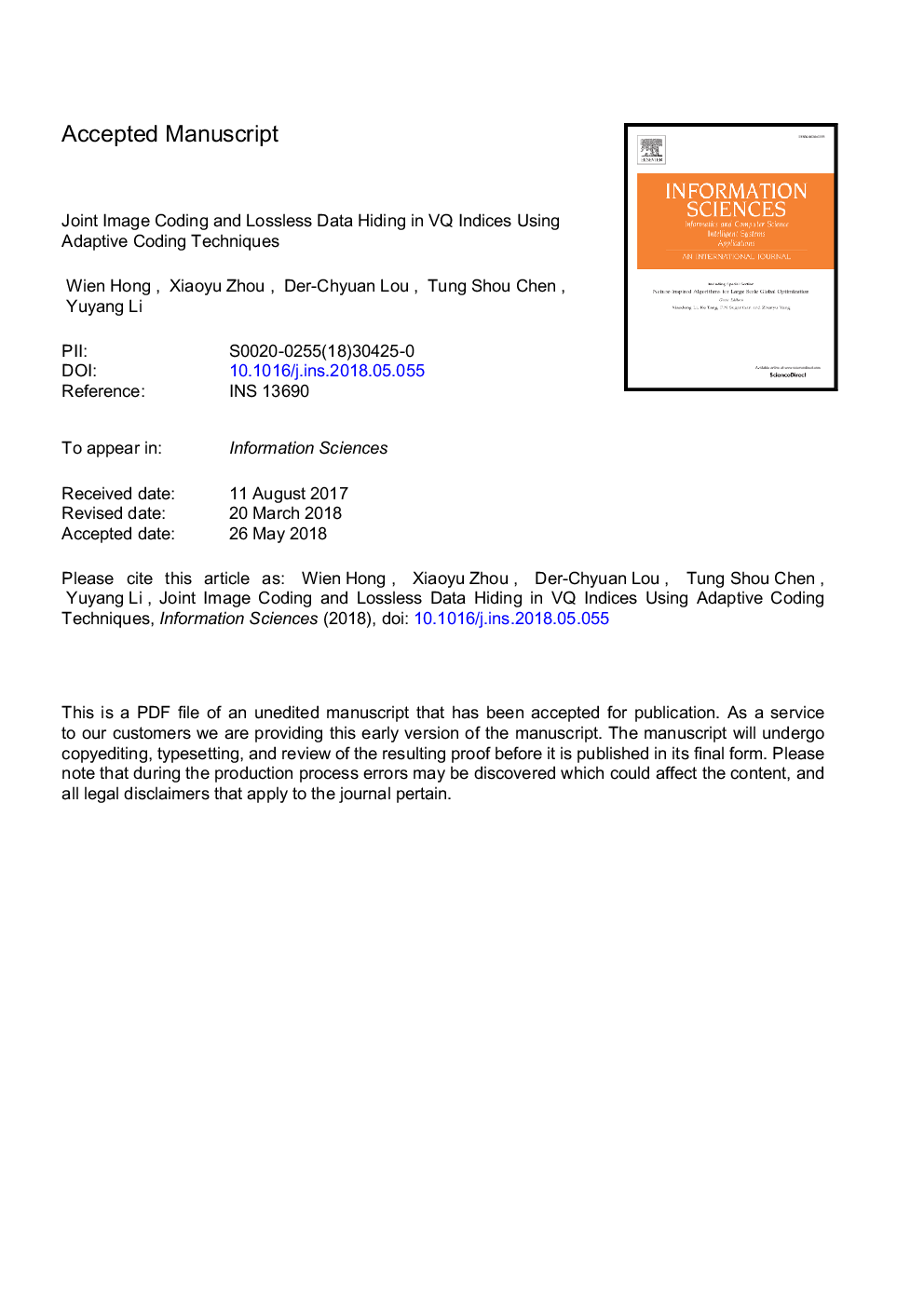 Joint image coding and lossless data hiding in VQ indices using adaptive coding techniques