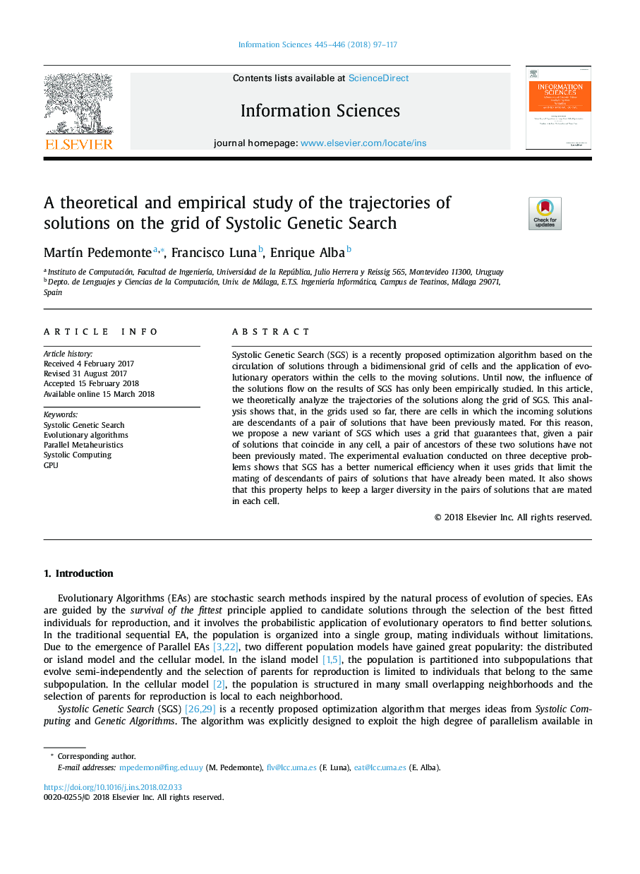 A theoretical and empirical study of the trajectories of solutions on the grid of Systolic Genetic Search