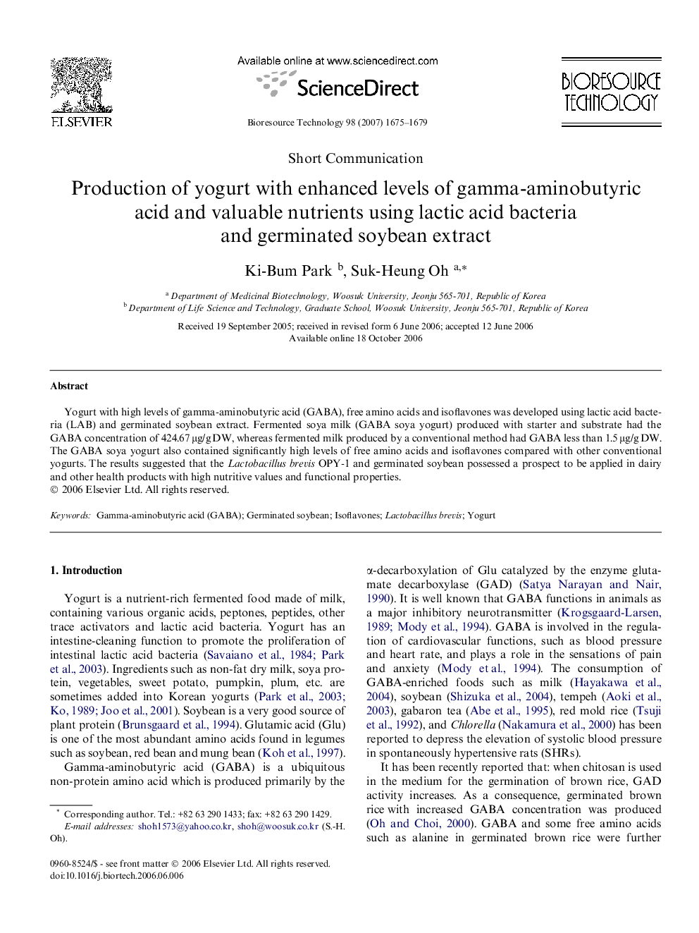 Production of yogurt with enhanced levels of gamma-aminobutyric acid and valuable nutrients using lactic acid bacteria and germinated soybean extract