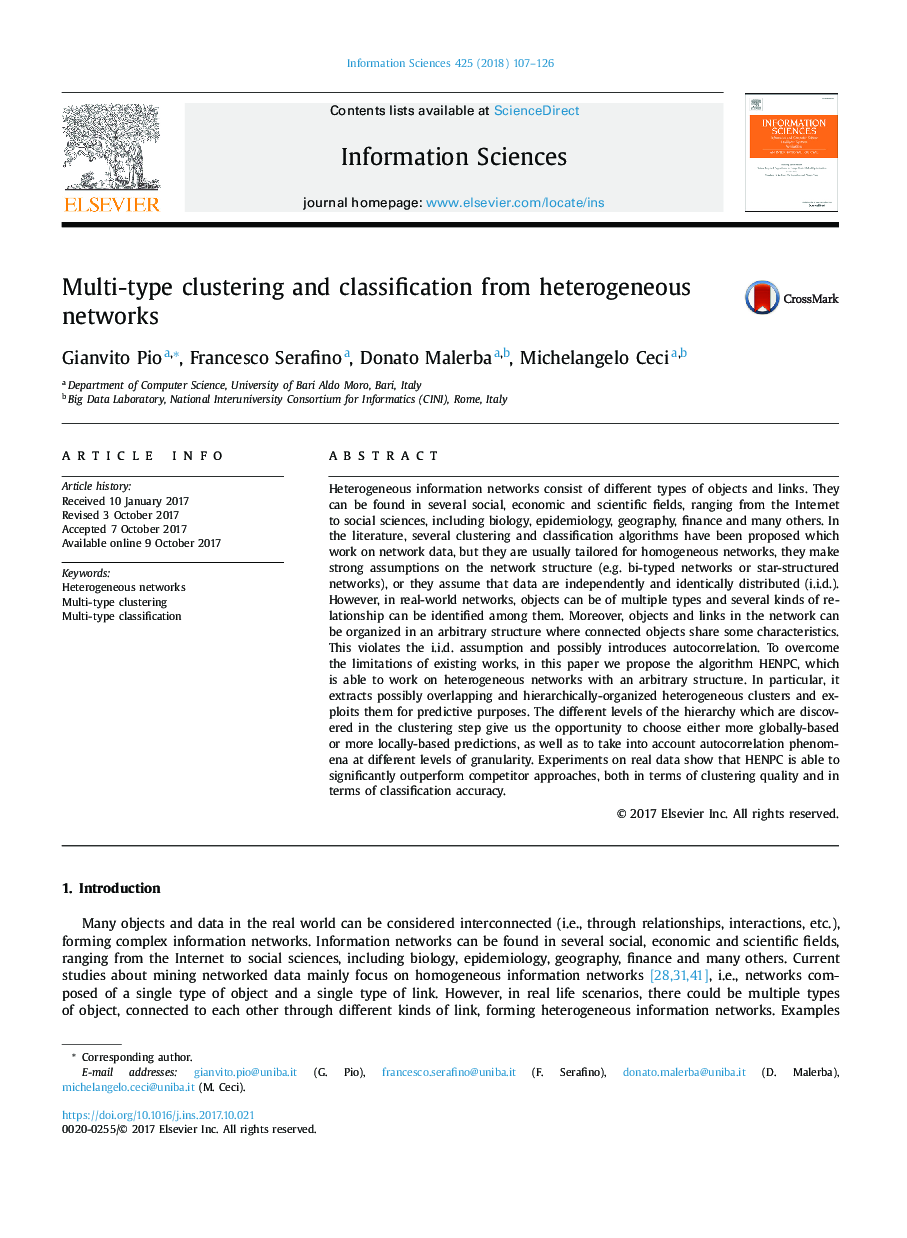 Multi-type clustering and classification from heterogeneous networks