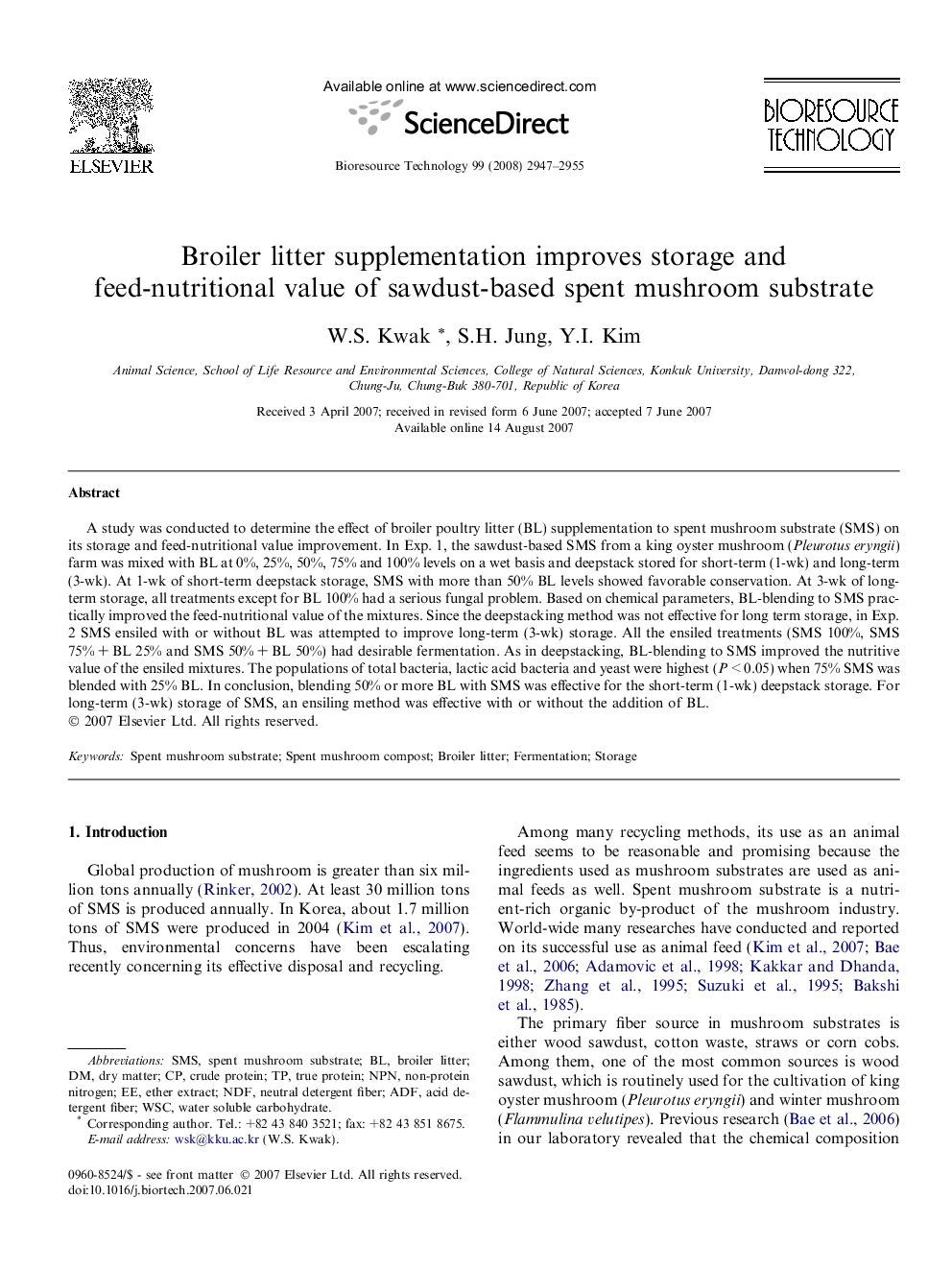 عکس صفحه اول مقاله: Broiler litter supplementation improves storage and feed-nutritional value of sawdust-based spent mushroom substrate Broiler litter supplementation improves storage and feed-nutritional value of sawdust-based spent mushroom substrate