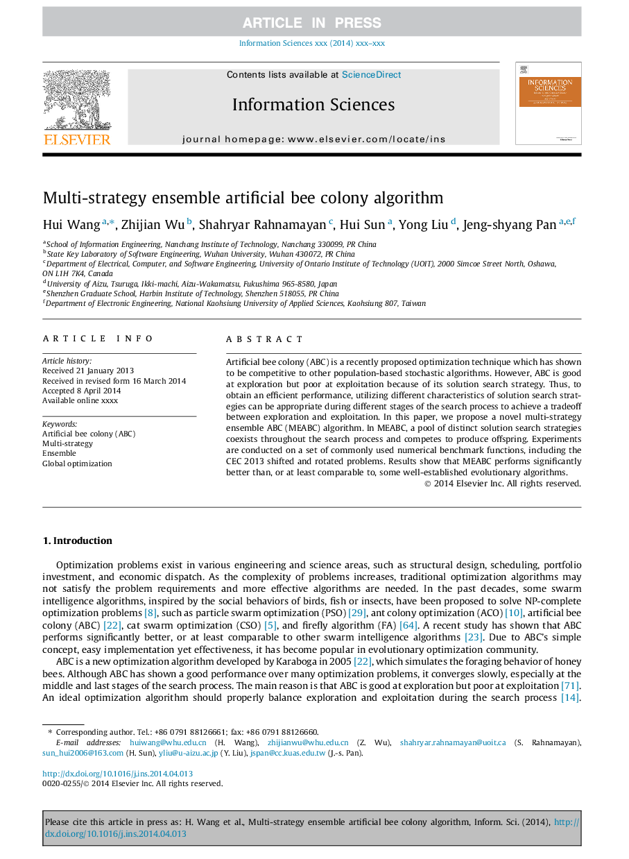 Multi-strategy ensemble artificial bee colony algorithm