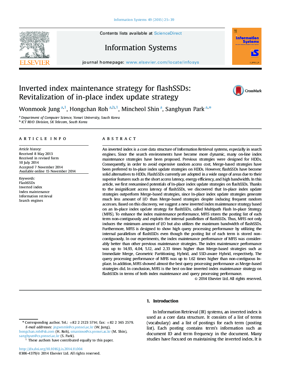 Inverted index maintenance strategy for flashSSDs: Revitalization of in-place index update strategy