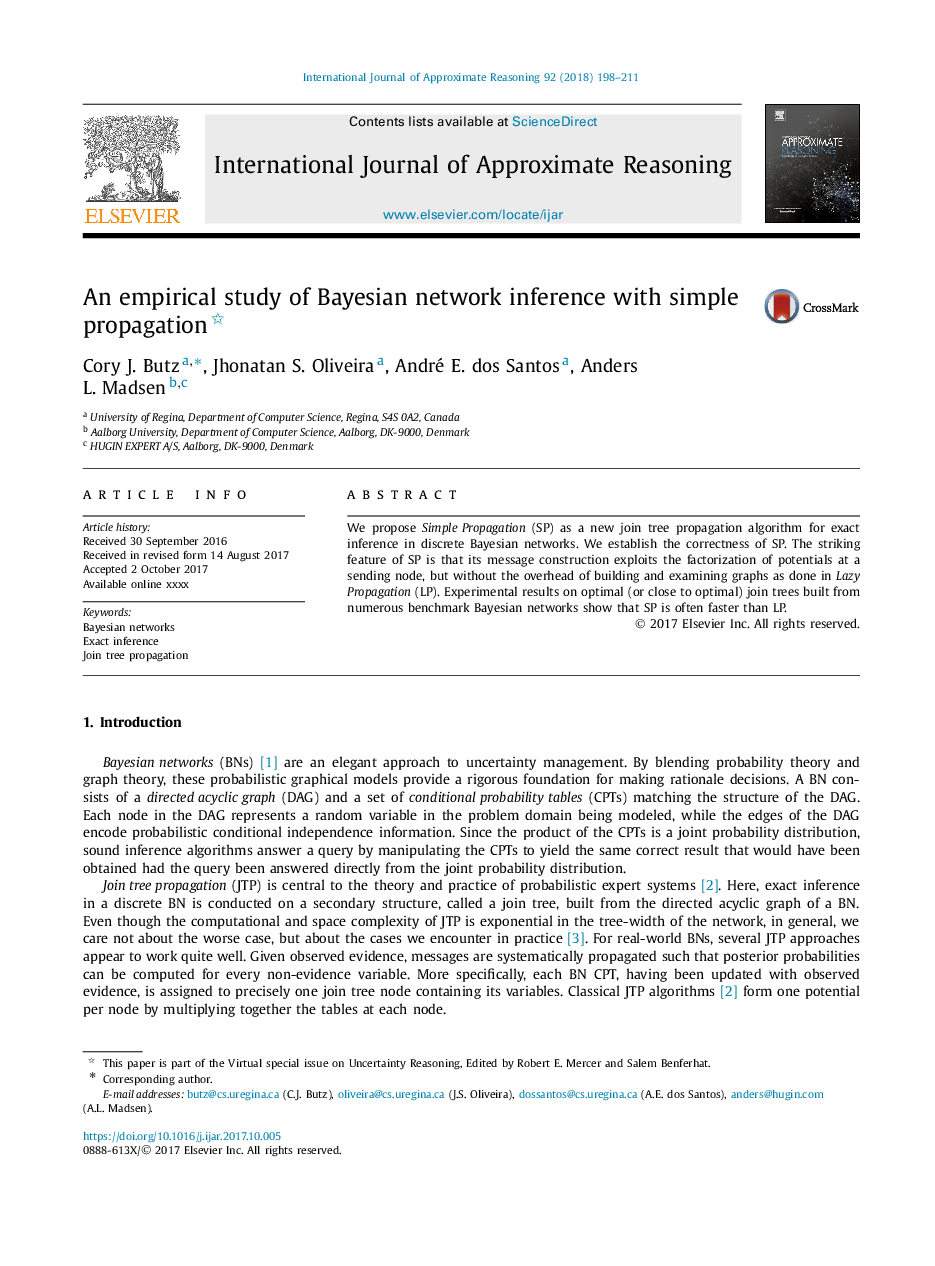 An empirical study of Bayesian network inference with simple propagation