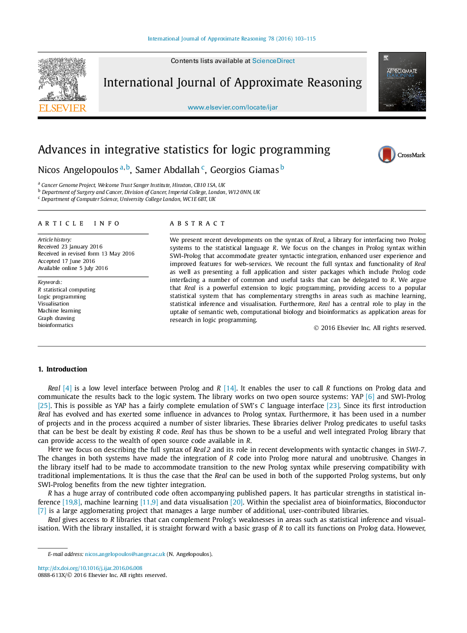 Advances in integrative statistics for logic programming