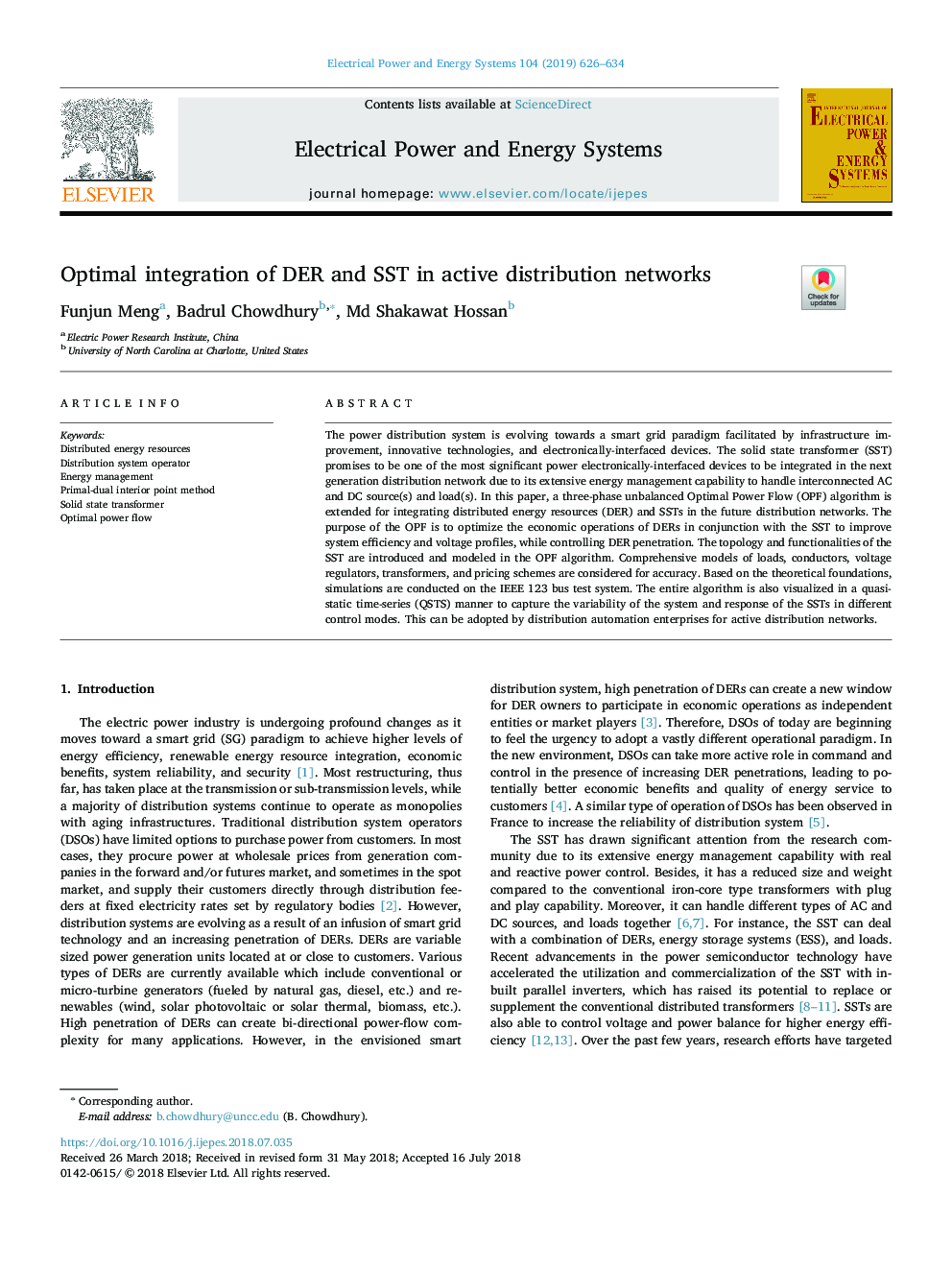 Optimal integration of DER and SST in active distribution networks