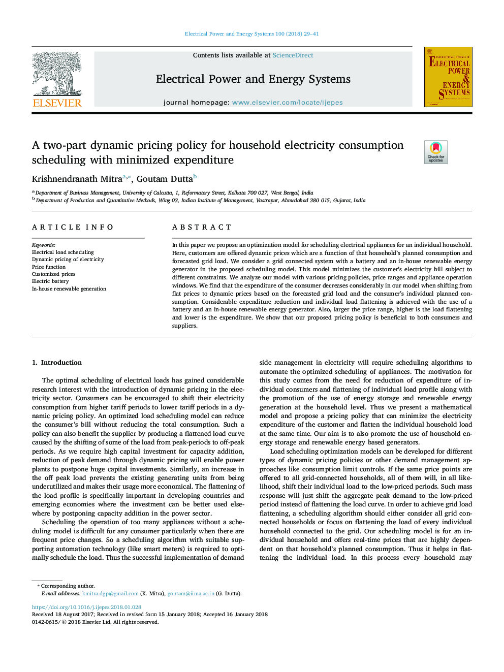 A two-part dynamic pricing policy for household electricity consumption scheduling with minimized expenditure