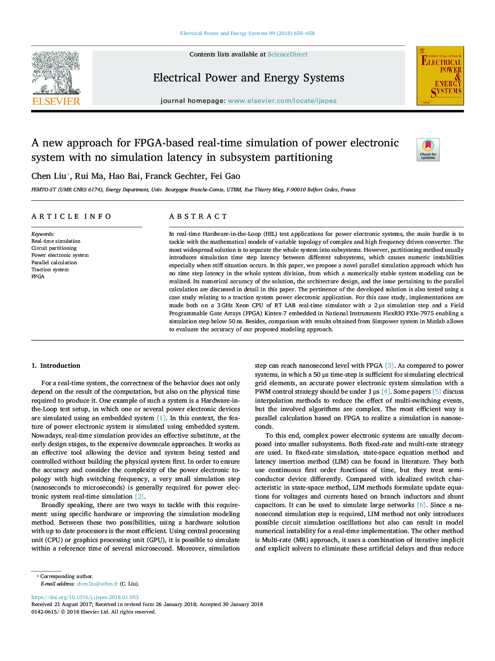 A new approach for FPGA-based real-time simulation of power electronic system with no simulation latency in subsystem partitioning