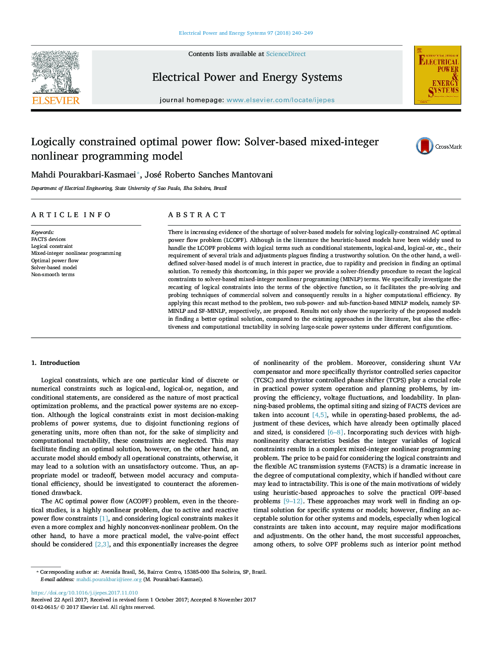 Logically constrained optimal power flow: Solver-based mixed-integer nonlinear programming model