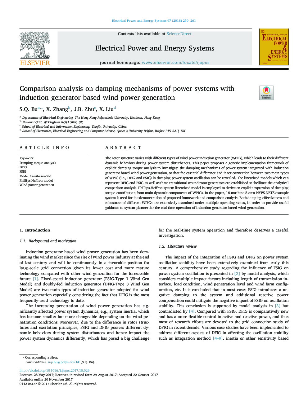 Comparison analysis on damping mechanisms of power systems with induction generator based wind power generation