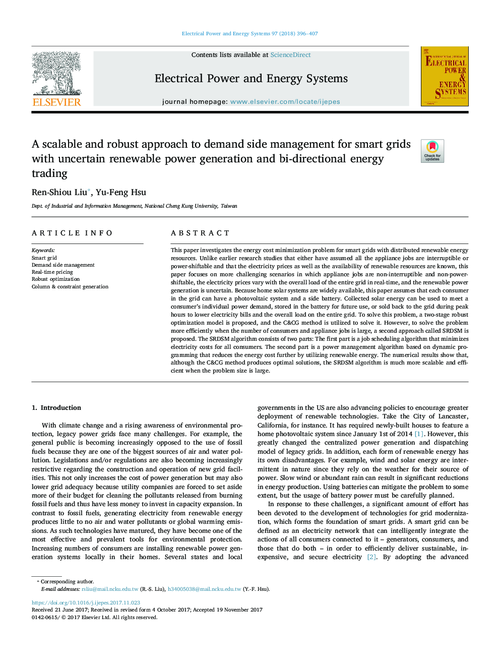 A scalable and robust approach to demand side management for smart grids with uncertain renewable power generation and bi-directional energy trading