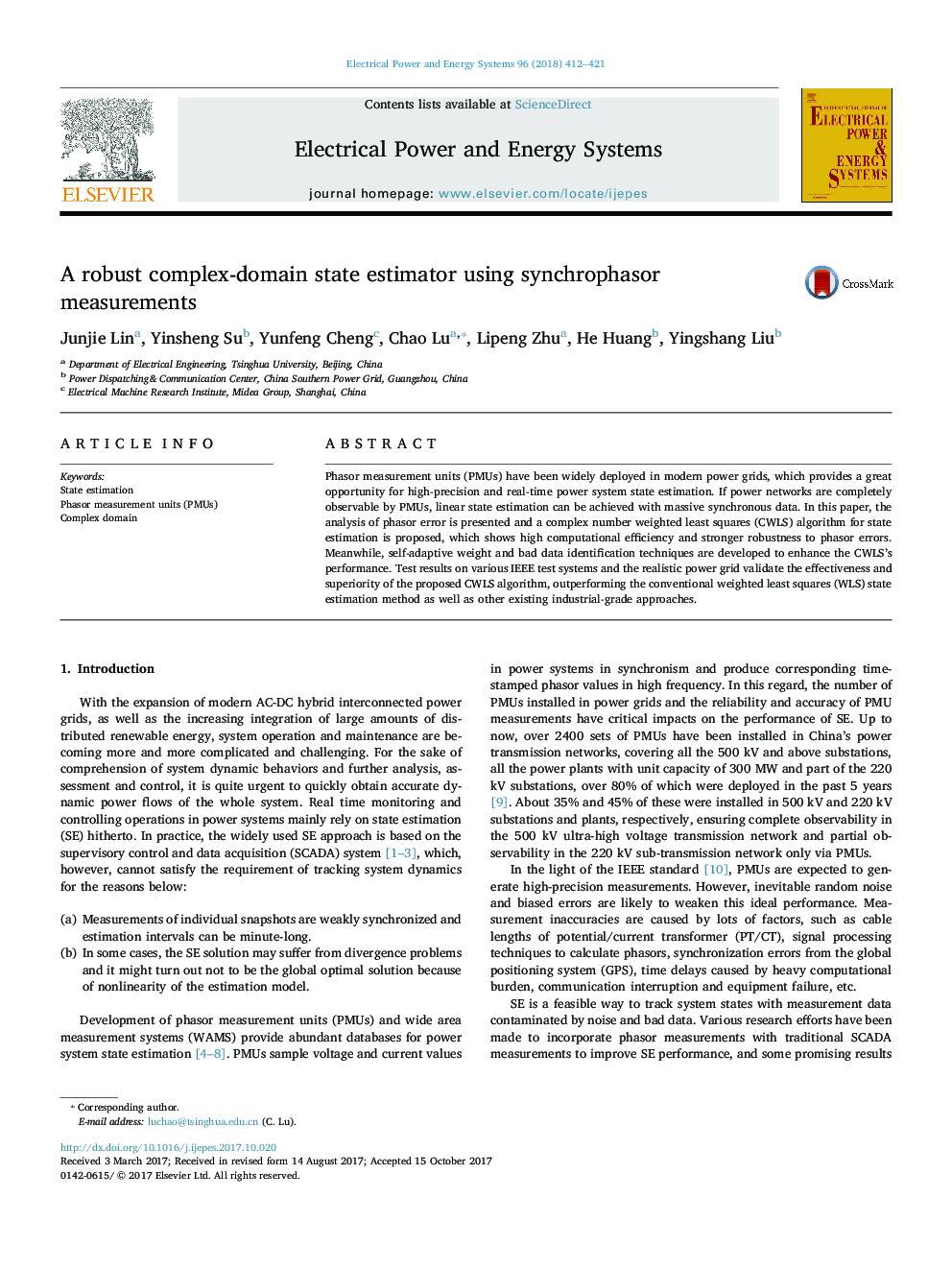 A robust complex-domain state estimator using synchrophasor measurements