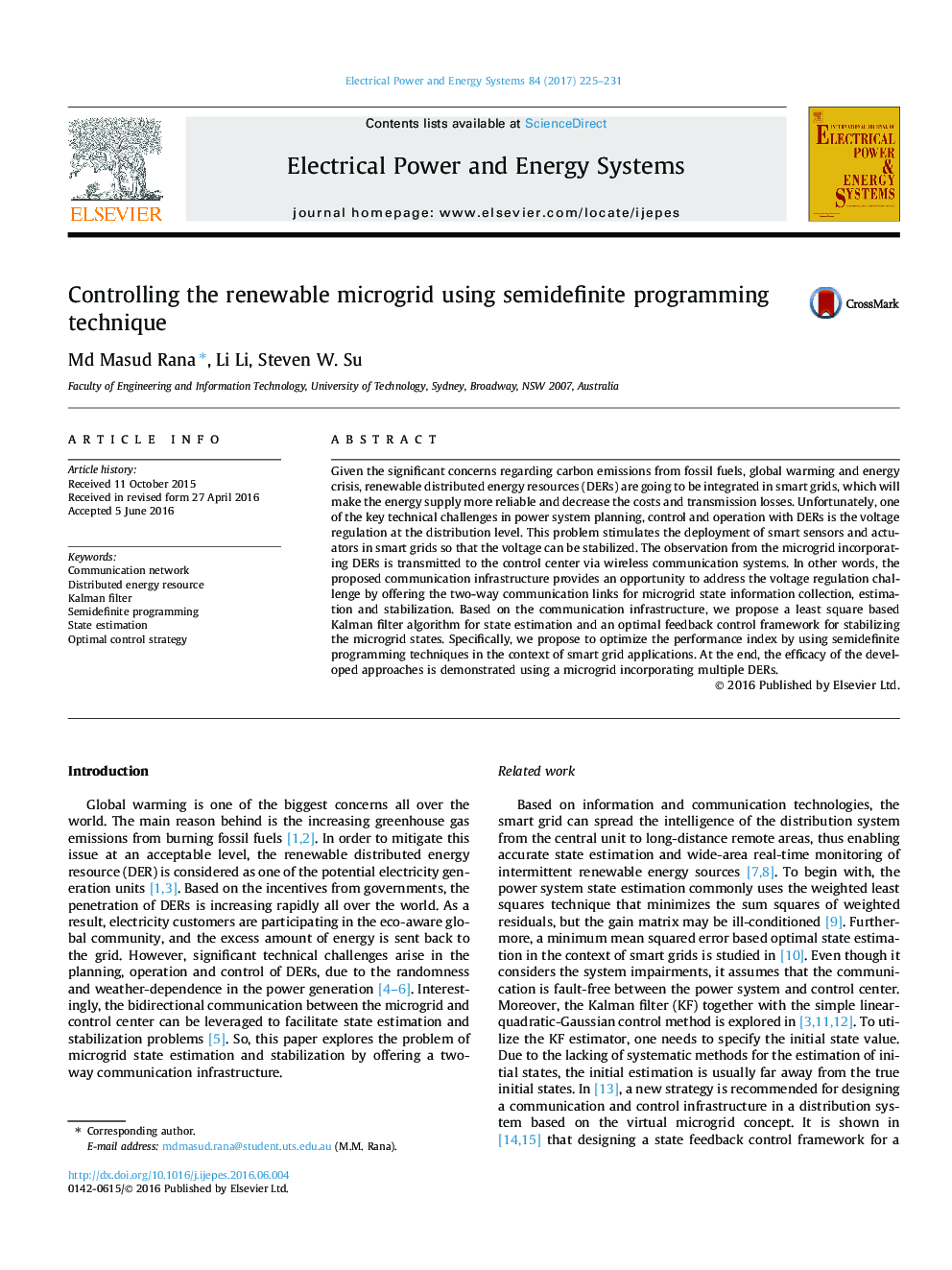 Controlling the renewable microgrid using semidefinite programming technique