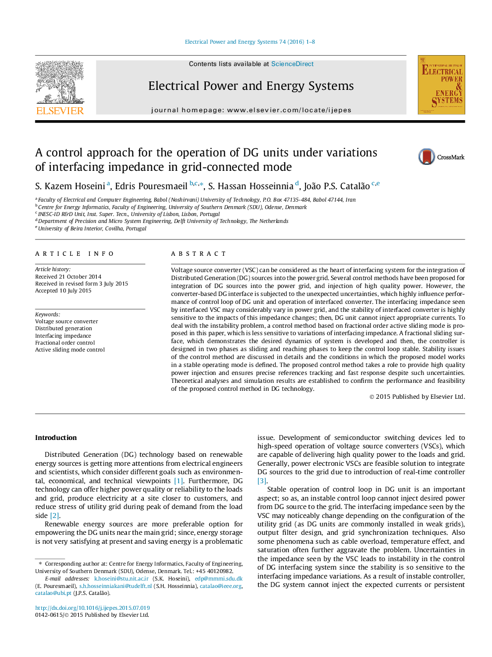 A control approach for the operation of DG units under variations of interfacing impedance in grid-connected mode