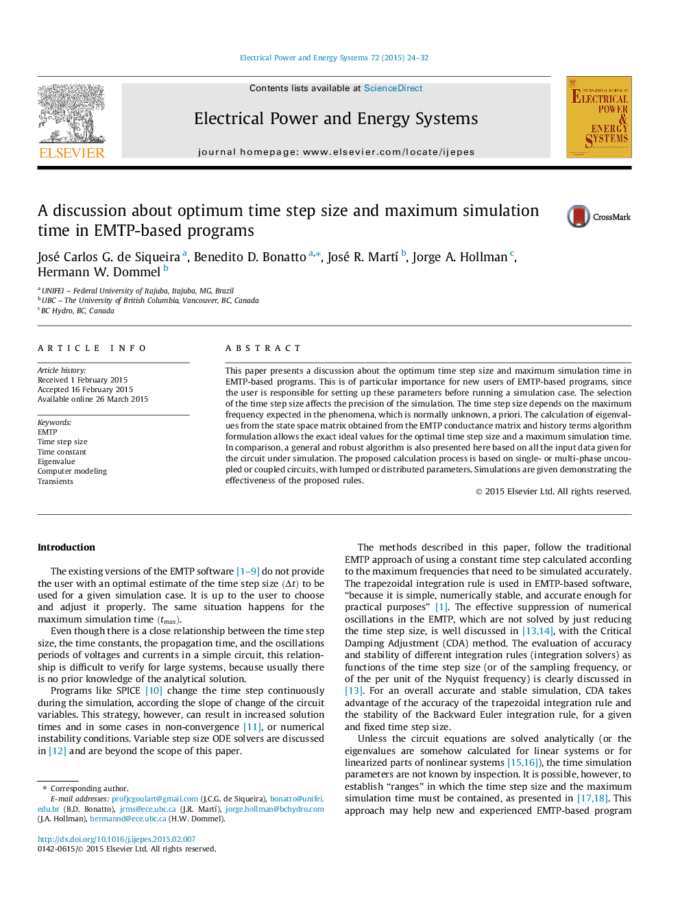 A discussion about optimum time step size and maximum simulation time in EMTP-based programs