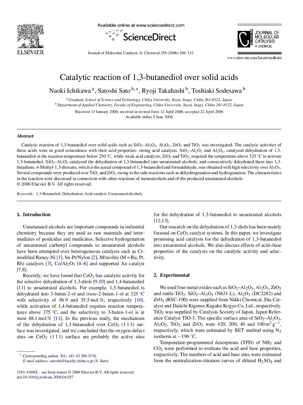 Catalytic reaction of 1,3-butanediol over solid acids