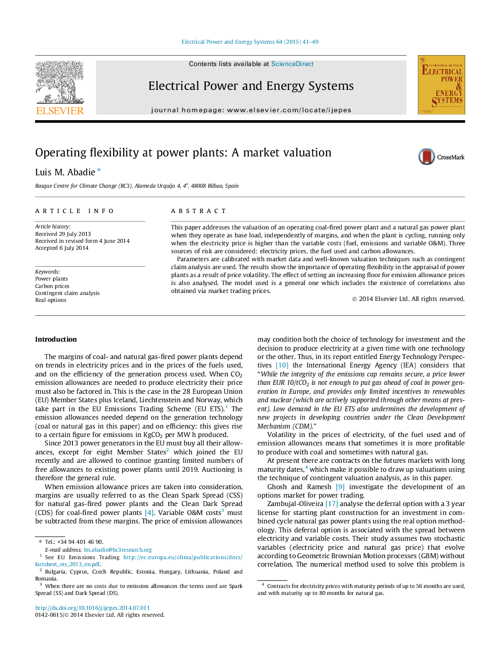 Operating flexibility at power plants: A market valuation