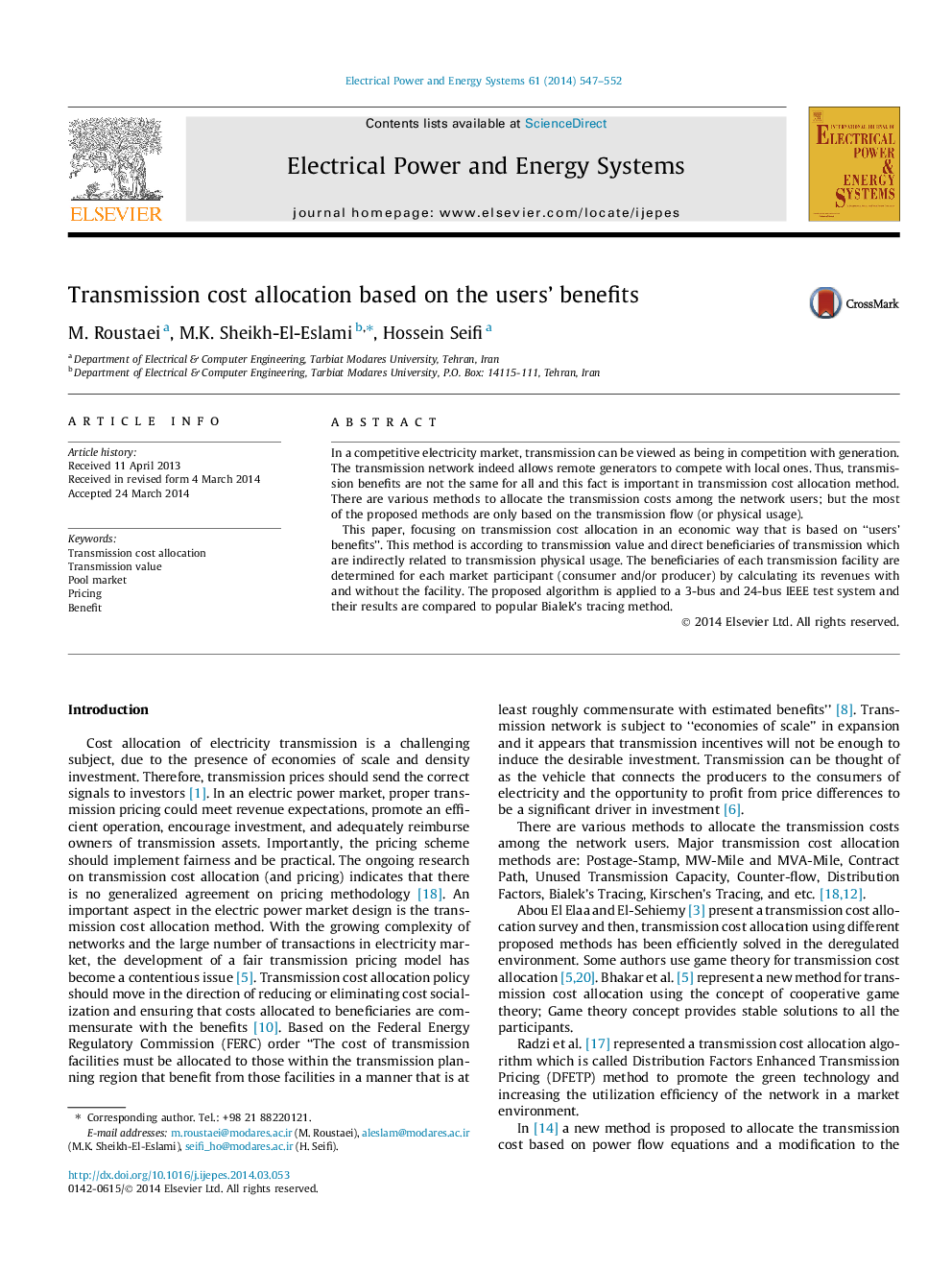 Transmission cost allocation based on the users' benefits