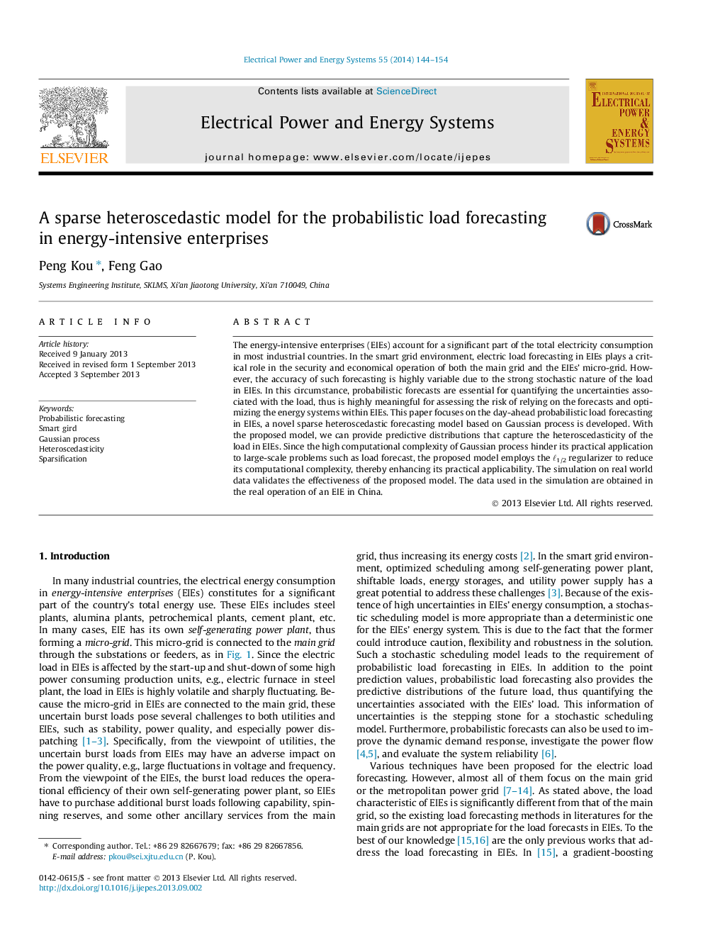 A sparse heteroscedastic model for the probabilistic load forecasting in energy-intensive enterprises