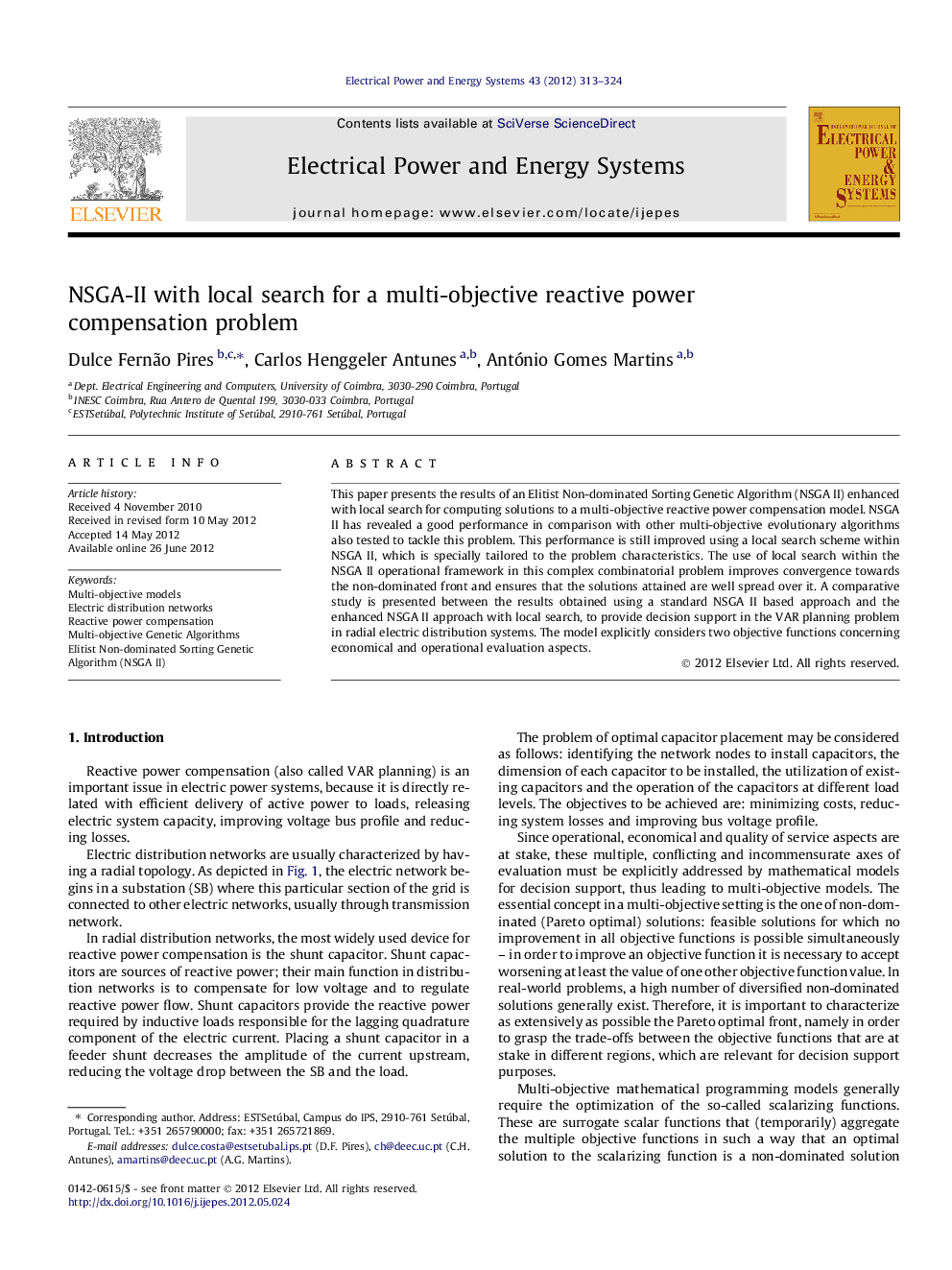 NSGA-II with local search for a multi-objective reactive power compensation problem