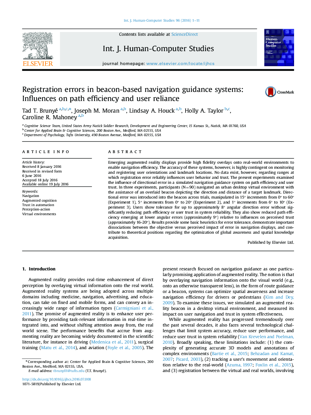 Registration errors in beacon-based navigation guidance systems: Influences on path efficiency and user reliance