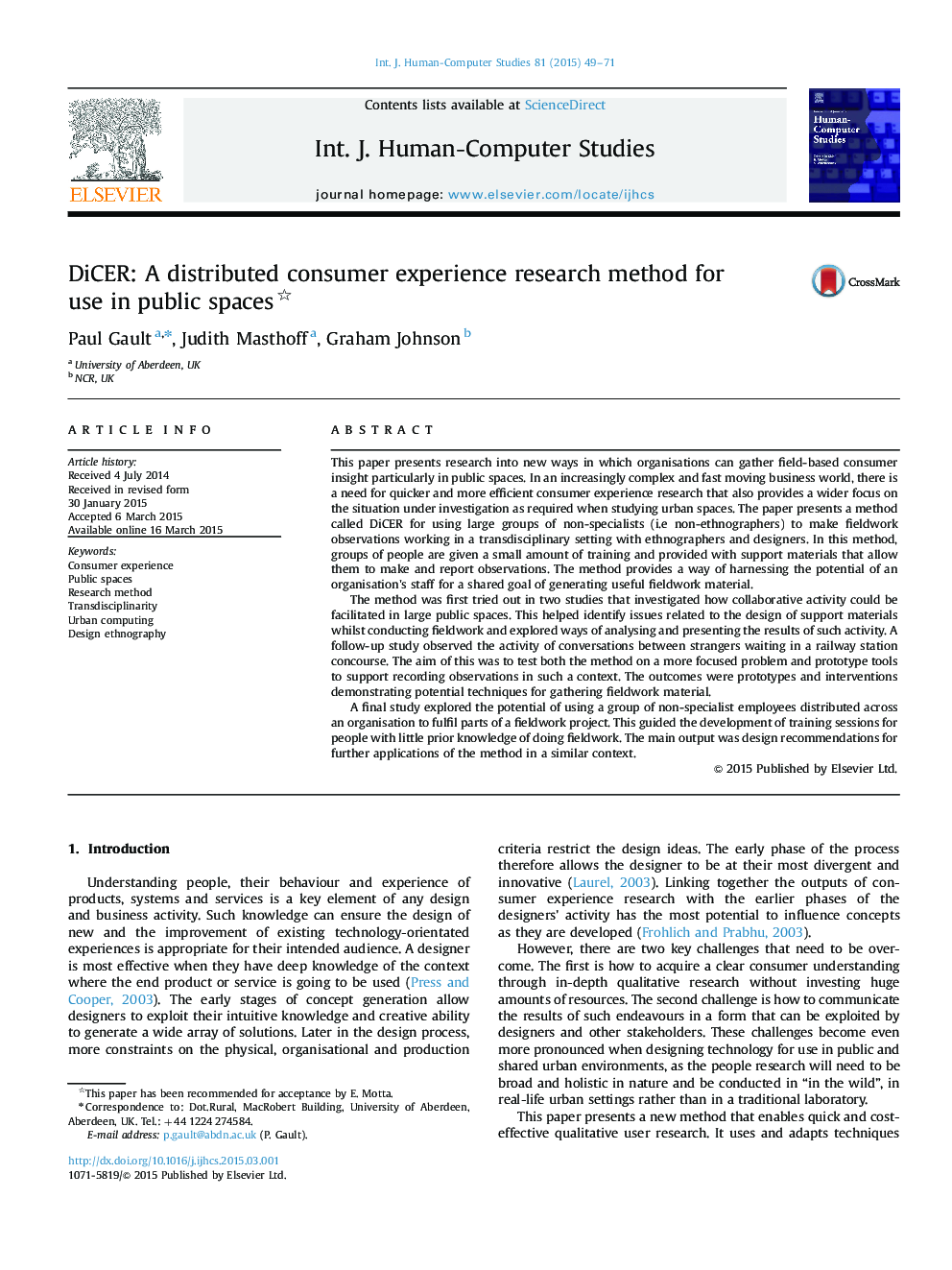 DiCER: A distributed consumer experience research method for use in public spaces