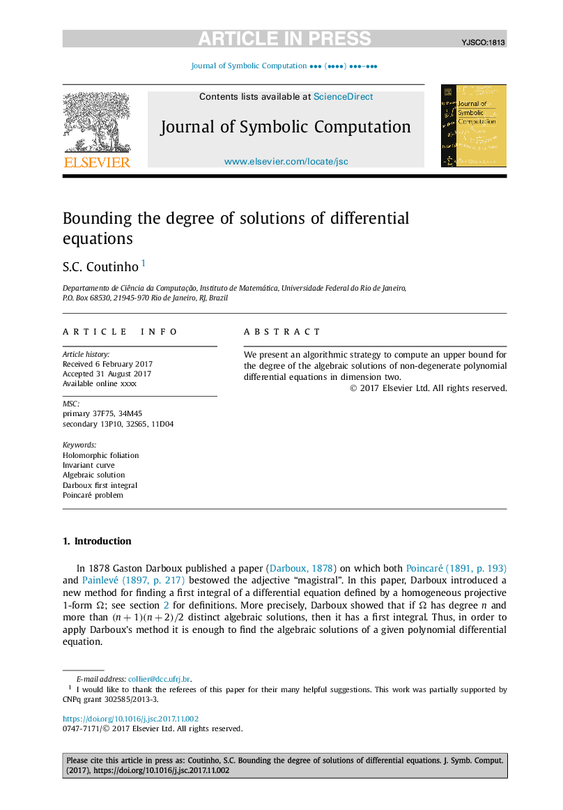 Bounding the degree of solutions of differential equations