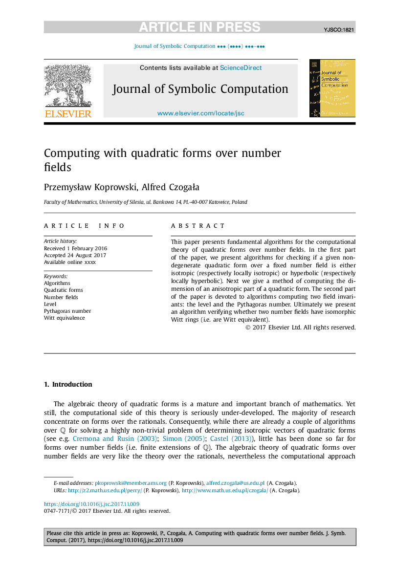 Computing with quadratic forms over number fields