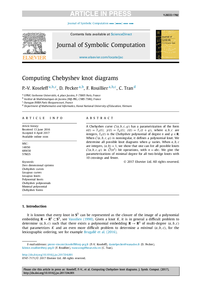 Computing Chebyshev knot diagrams