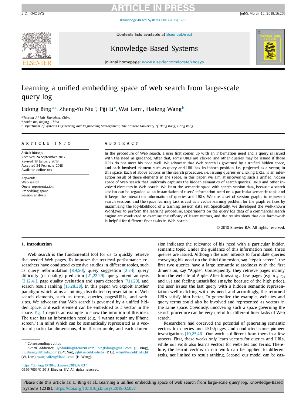 Learning a unified embedding space of web search from large-scale query log