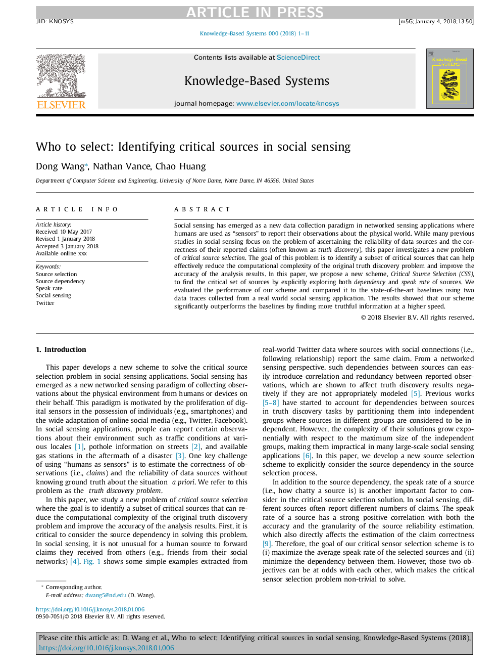 Who to select: Identifying critical sources in social sensing