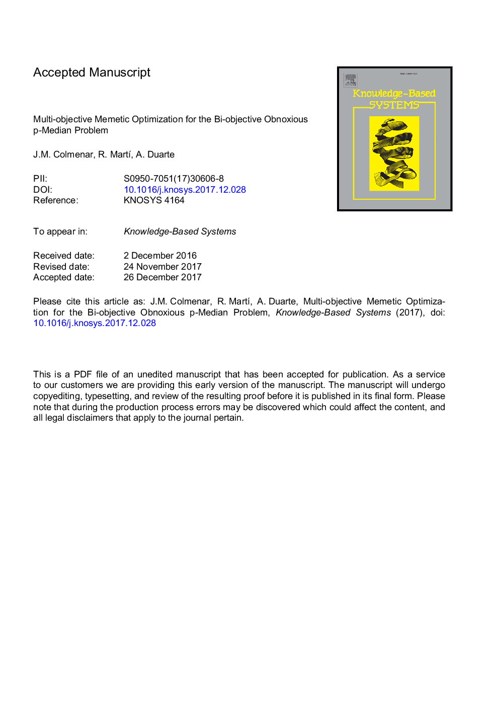 Multi-objective memetic optimization for the bi-objective obnoxious p-median problem