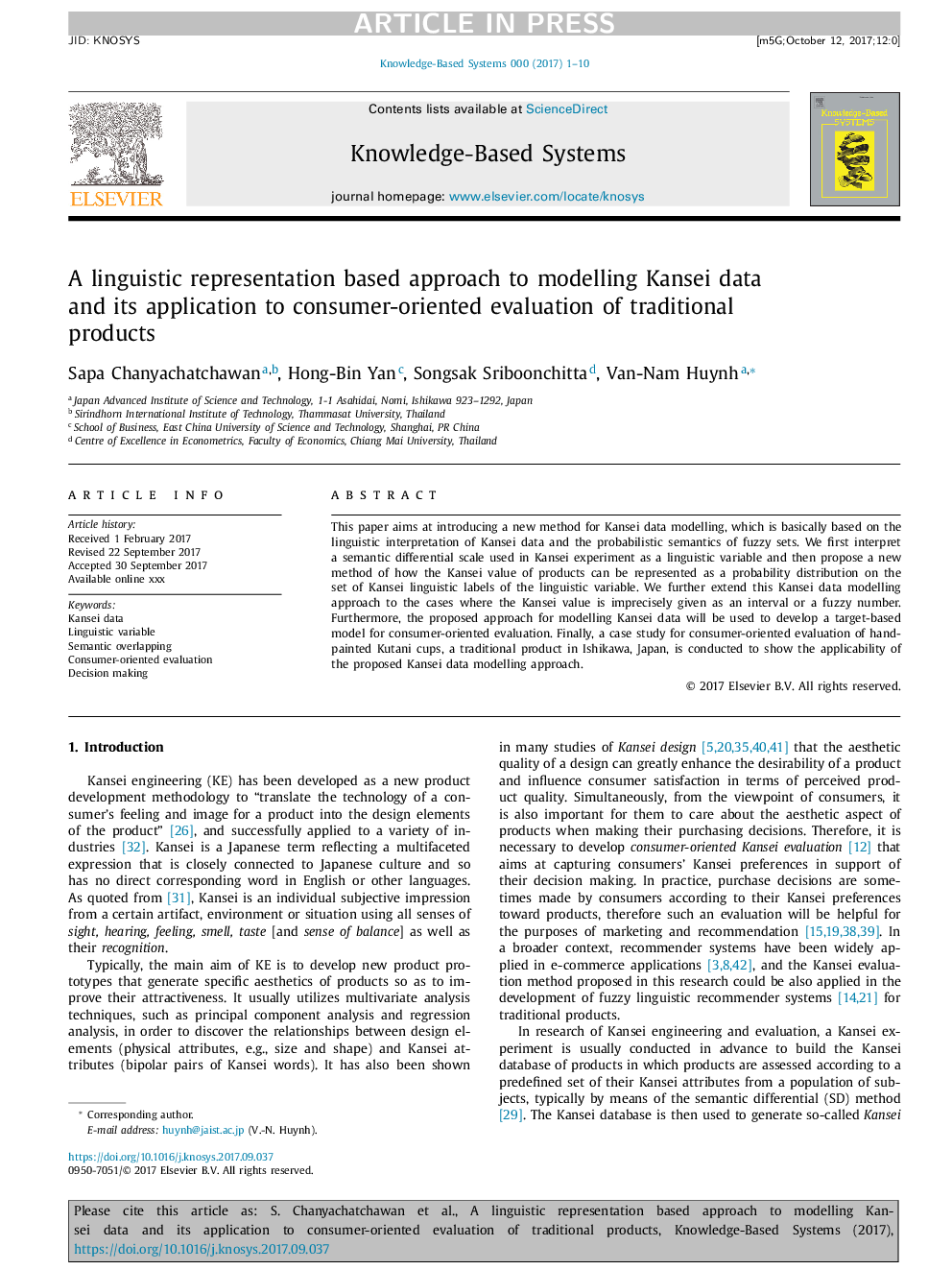 A linguistic representation based approach to modelling Kansei data and its application to consumer-oriented evaluation of traditional products