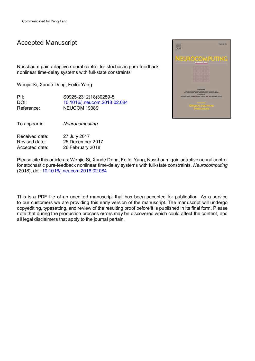 Nussbaum gain adaptive neural control for stochastic pure-feedback nonlinear time-delay systems with full-state constraints