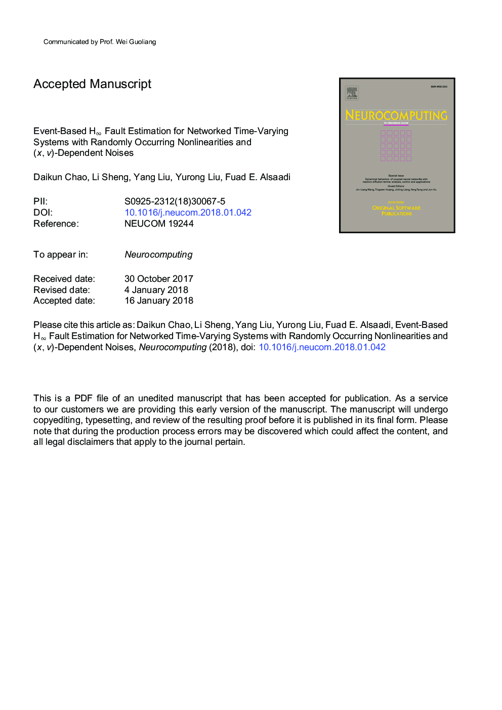 Event-based Hâ fault estimation for networked time-varying systems with randomly occurring nonlinearities and (x, v)-dependent noises