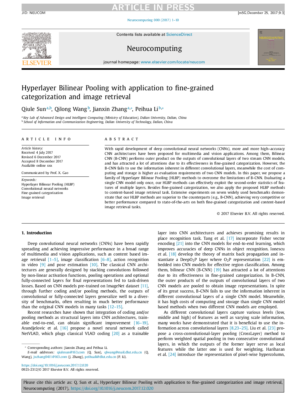 Hyperlayer Bilinear Pooling with application to fine-grained categorization and image retrieval