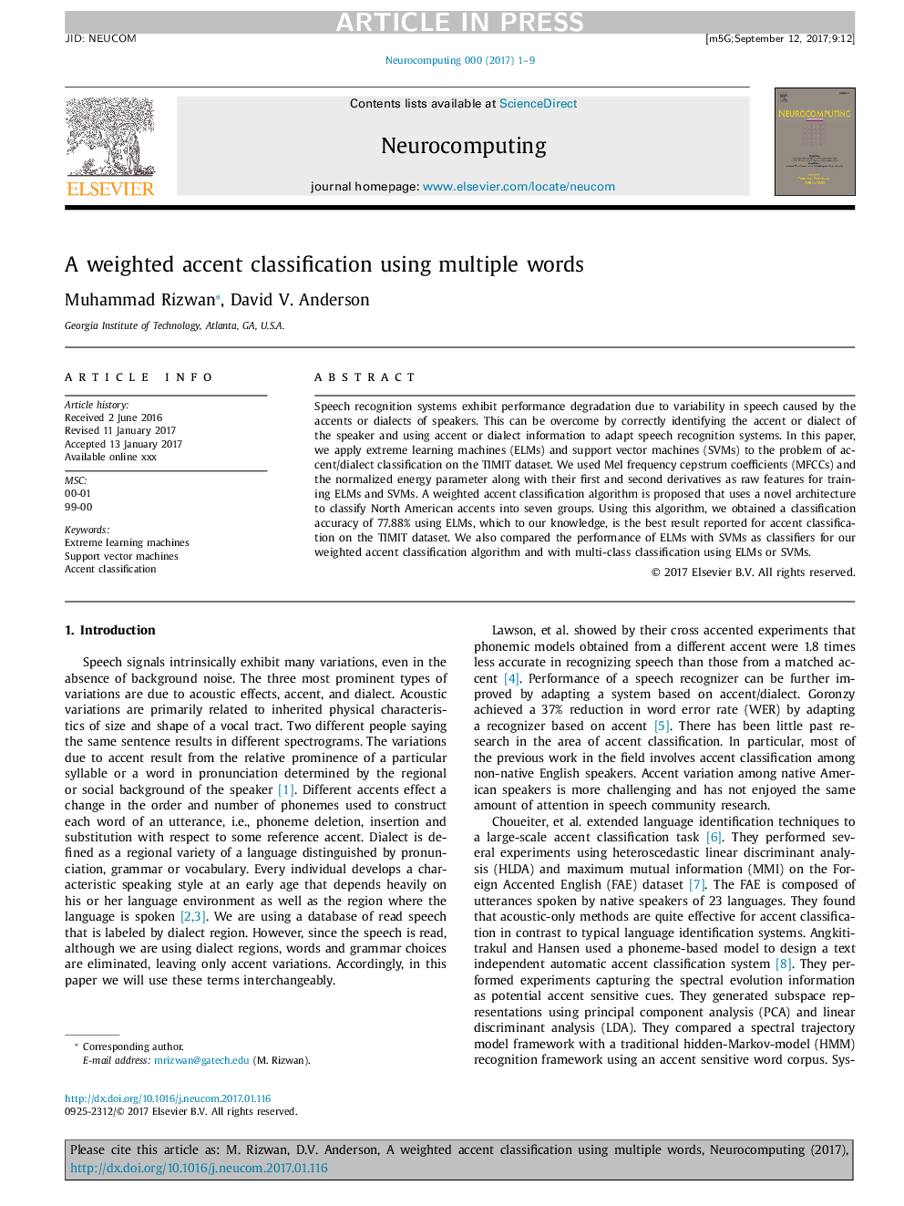 A weighted accent classification using multiple words