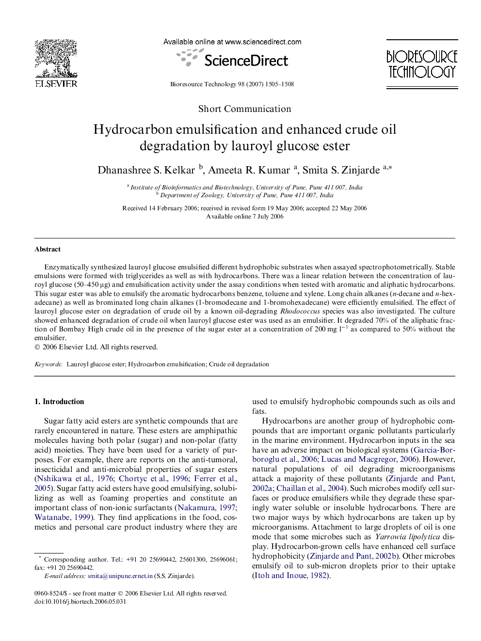 Hydrocarbon emulsification and enhanced crude oil degradation by lauroyl glucose ester