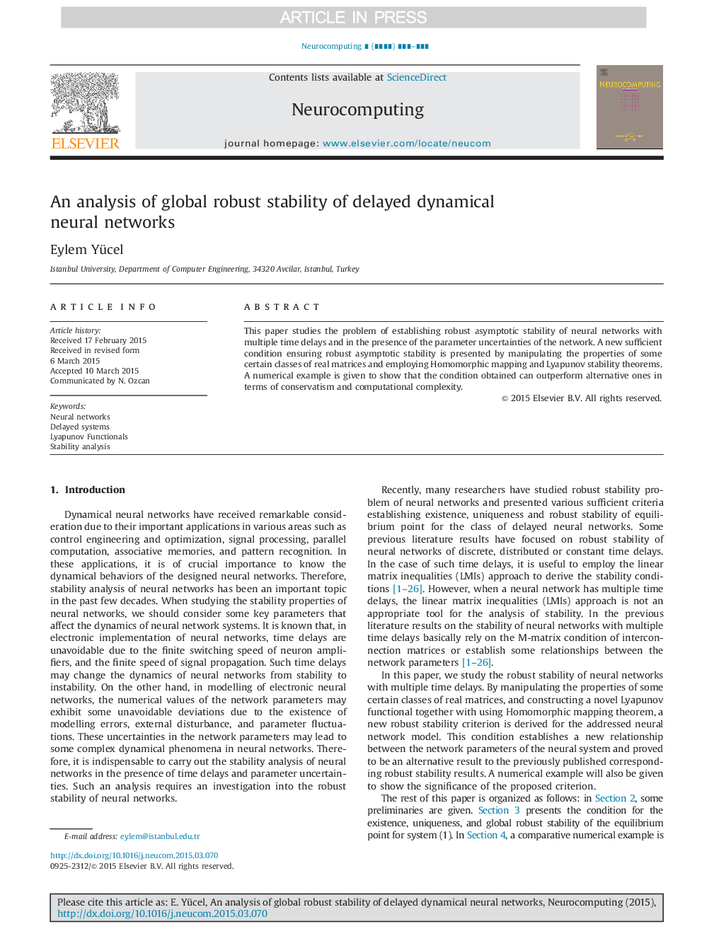 An analysis of global robust stability of delayed dynamical neural networks