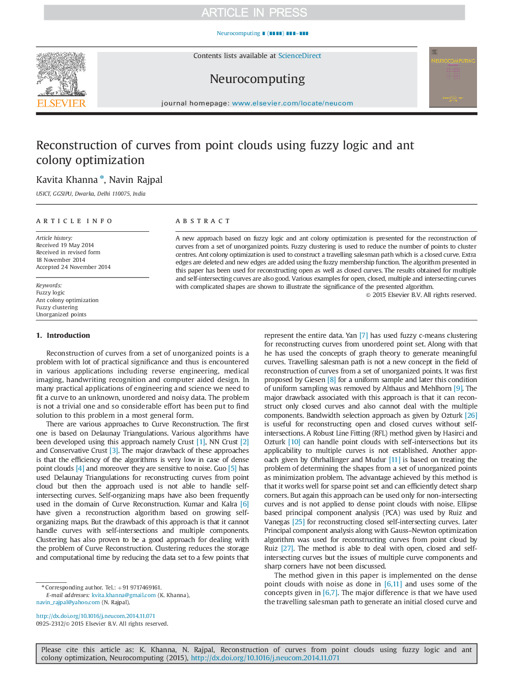 Reconstruction of curves from point clouds using fuzzy logic and ant colony optimization