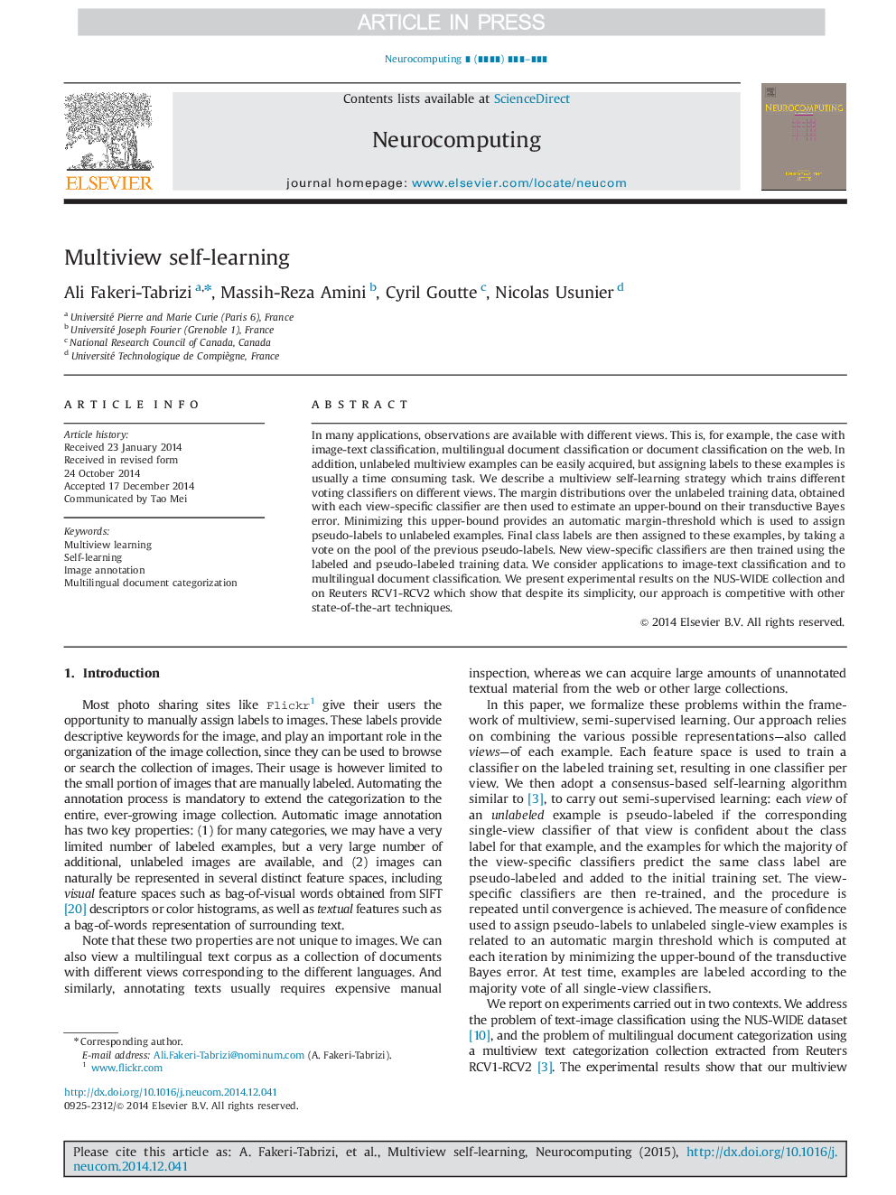 Multiview self-learning