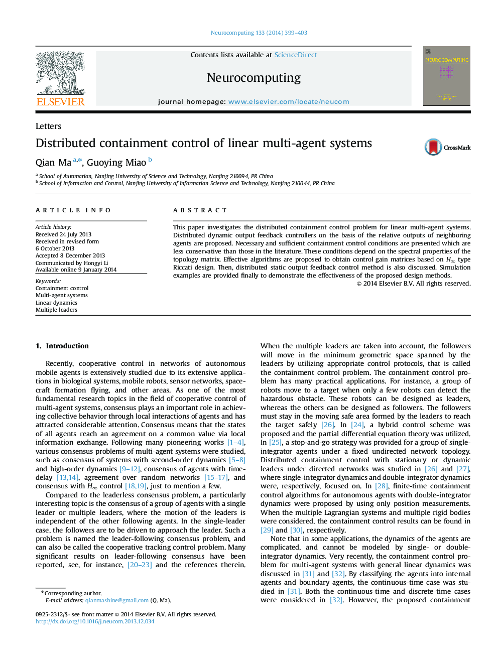 Distributed containment control of linear multi-agent systems