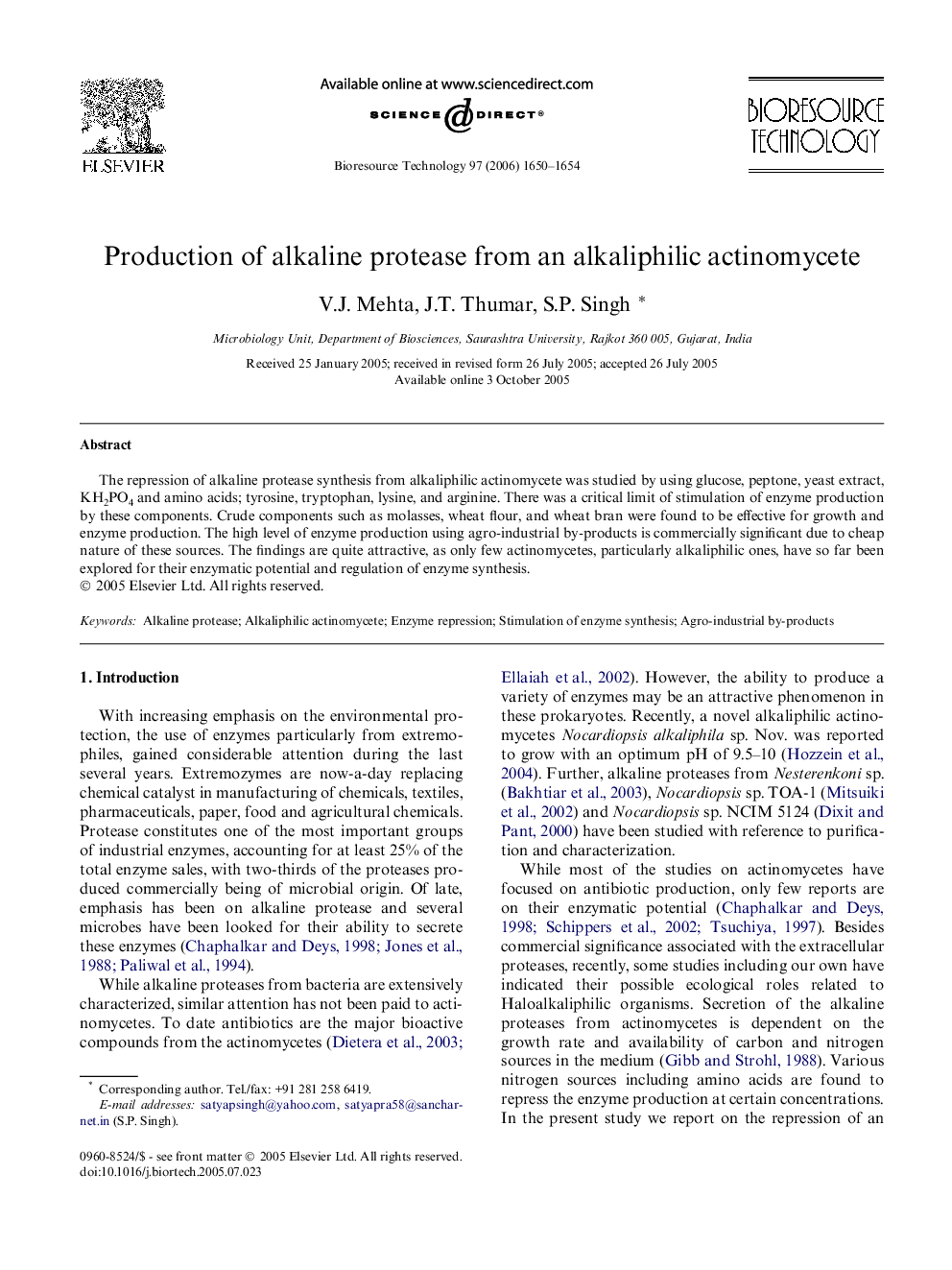 Production of alkaline protease from an alkaliphilic actinomycete