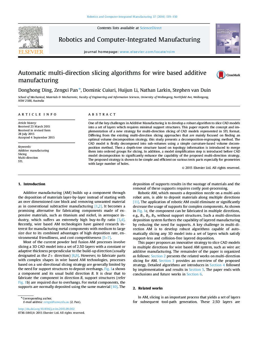 Automatic multi-direction slicing algorithms for wire based additive manufacturing
