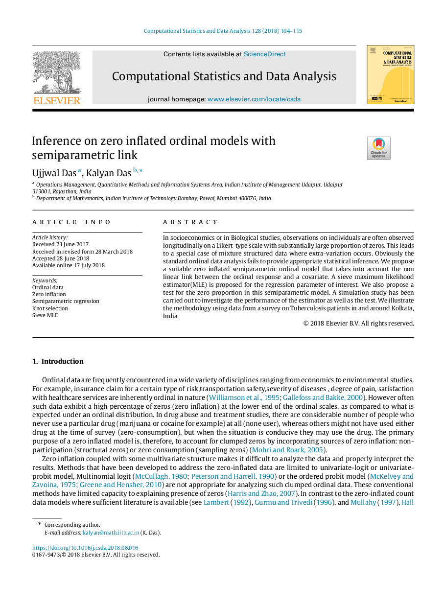 Inference on zero inflated ordinal models with semiparametric link