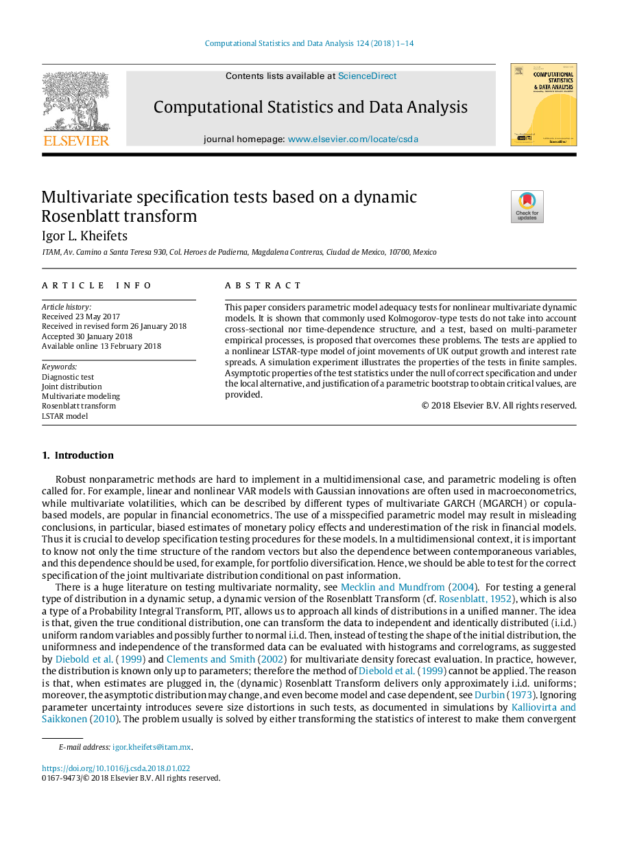 Multivariate specification tests based on a dynamic Rosenblatt transform