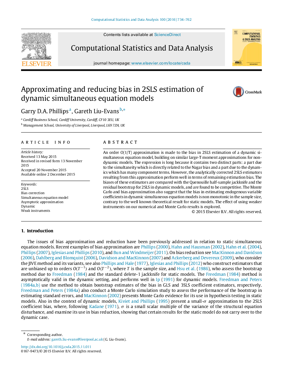 Approximating and reducing bias in 2SLS estimation of dynamic simultaneous equation models