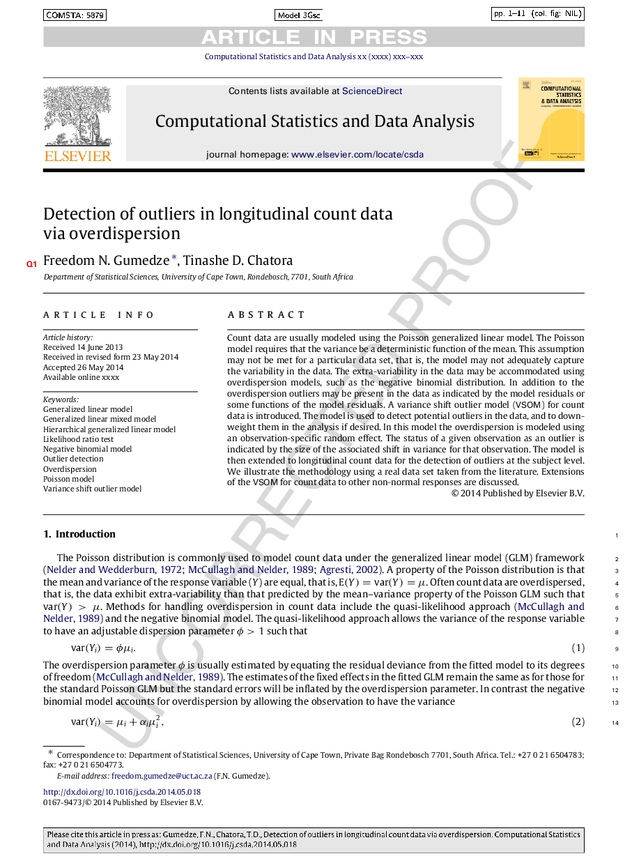 Detection of outliers in longitudinal count data via overdispersion